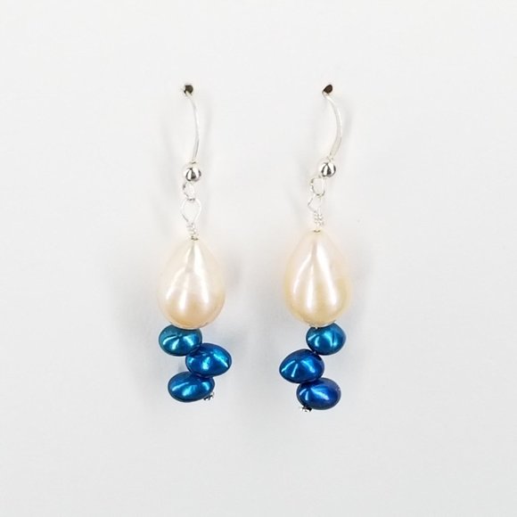 Genuine Pearl and Sterling Silver Drop Earrings - Picture 9 of 9